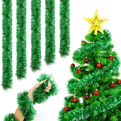 Kunsttannengirlande 10 m, 5 Stück, grün, Weihnachtsdeko