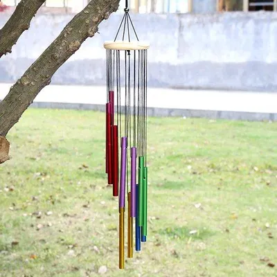 Produktbild von Antiker Holz-Windgong mit Metallhaken, eine landhausartige Wohnaccessoire (Stil 6)