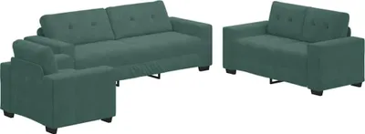 Imagen del producto de vidaXL Juego de sofás de 3 piezas, color verde oscuro, tapizado en terciopelo