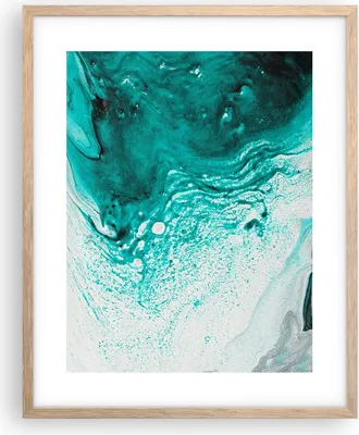 Produktbild von Gerahmtes Poster - Rahmen in heller Eiche - Abstraktion Türkis Flüssigkeit - 40x50 cm - Wand Bild - Wanddeko - Wandbilder - Kunstposter - Wandposter - Bilderrahmen - Bilder - P2NPA40x50-4572