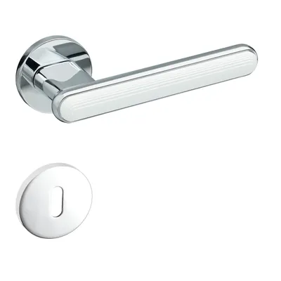 Produktbild von Gavroche Türgriffe Silber Chrom Weiß Set BB Buntbart Türklinken für Innentüren Drückergarnitur Zimmertür mit runder Rosettengarnitur aus Zink