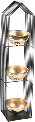 Produktbild von Blumenregal Rek Haldi 3 Ebenen aus Metall Schwarz Gold 21 cm breit 100 cm hoch