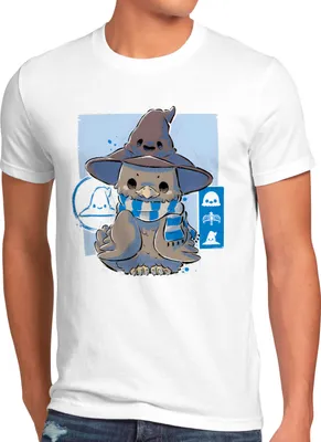 Produktbild von BaumwolleCloud Chibi Wise Herren T-Shirt eule harry zauberstab besen zauberschule