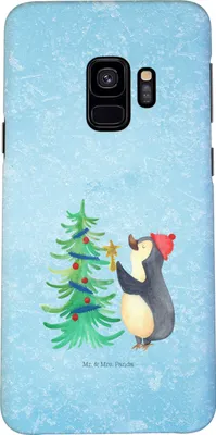 Produktbild von Mr. & Mrs. Panda Samsung Galaxy S9 Handyhülle Pinguin Weihnachtsbaum - Eisblau - Geschenk, Cover, Winter, Hülle, Handy Schutzhülle, Smartphone, Weihnachten