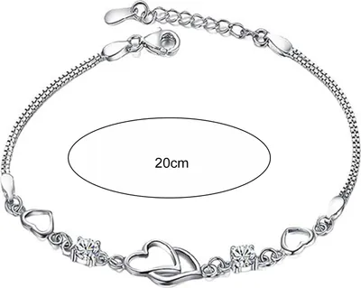 Produktbild von Damen-Armband mit Herz-zu-Herz-Motiv, Zirkonia, Geburtsstein, Legierung, Weihnachtsgeschenk, Handgelenk-Accessoire