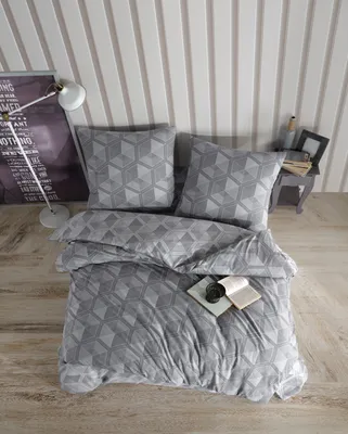 Produktbild von Bettwäsche 200x200 cm. 3 teilig set, grau, 100% Baumwolle/Renforcé, Meva V1