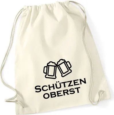 Produktbild von Huuraa Turnbeutel Schützenoberst Schützenfest 12 Liter Natural Baumwolle Rucksack Geschenkidee