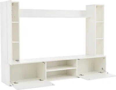 Produktbild von okwish 4-St Wohnwand-set Wohnwände mit TV-Board, Standregal und 2 Wandregal,Wohnzimmermöbel-Set,TV-Schrank,stehend&hängend Schrank,Weiß