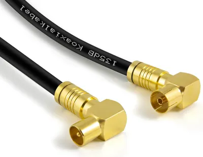 Produktbild von TV Antennenkabel mit Winkelstecker 135dB 5 fach geschirmt Koaxialkabel HD Receiv