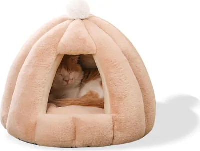 Produktbild von Famanu Katzenbett Waschbares Katzenkissen mit Antislip-Boden - Plüsch Katzeniglo (S kaki)