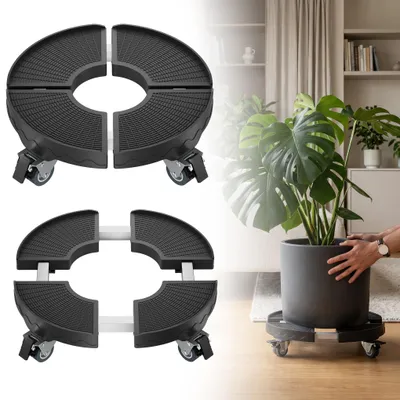 Produktbild von TANYEAR Pflanzenroller für Blumentöpfe, Blumenroller 39–52 cm, 300 kg, 4 Rollen, Schwarz