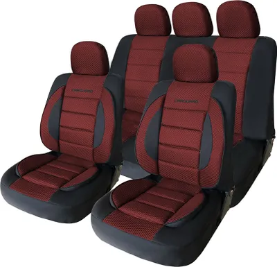 Produktbild von Universelle Autositzbezüge - PREMIUM - Schwarz/Rot - Sitzbezug für das Auto - Komplettset - Sitzbezug-Set