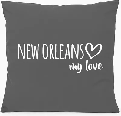 Produktbild von Huuraa Kissen New Orleans my love 40x40cm mit Füllung Steel Grey Baumwolle Dekokissen Geschenkidee