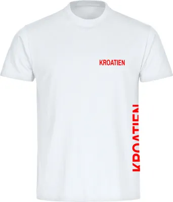 Produktbild von multifanshop Kinder T-Shirt - Kroatien - Brust & Seite, weiß, Größe 176