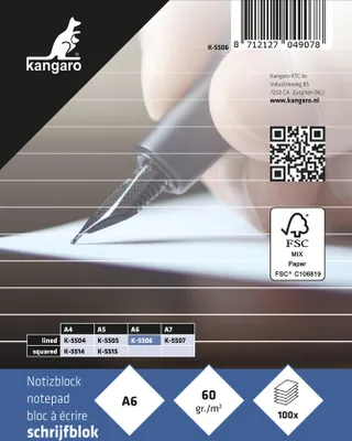 Image de kangaro bloc-notes DIN A6 ligné 100 feuilles