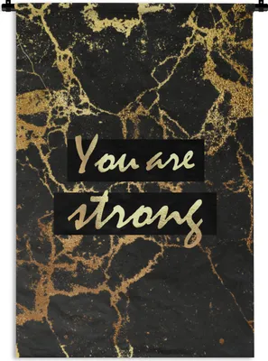 Produktbild von MuchoWow® Wandteppich Wandbehang Zitat - Motivation - Gold - Marmor 90x135 cm Tapisserie Dekoration Wandtuch - Baumwolle - Wandskulptur