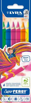 Productafbeelding van Super Ferby Neon kartonnen etui met 6 kleurpotloden, gesorteerd