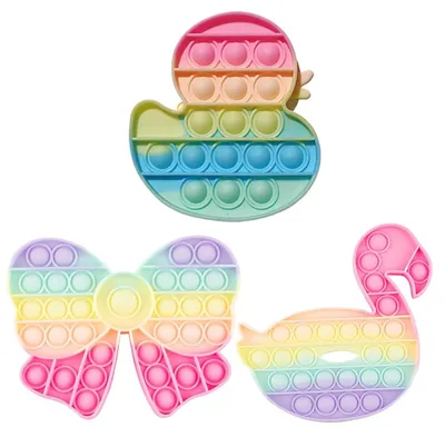 Produktbild von Quietschspielzeug – Anti-Stress-Set "Pop it" – Silikon – Enten, Schwäne und andere Formen