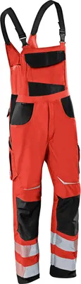 Produktbild von KÜBLER® unisex Warnschutz-Latzhose REFLECTIQ rot, schwarz Größe 94