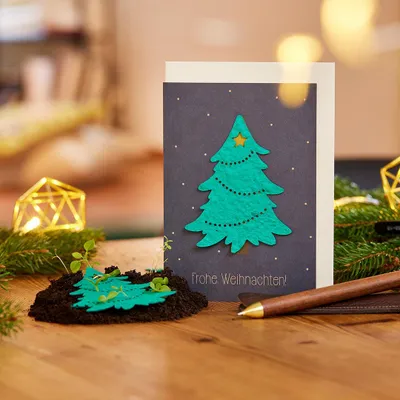 Produktbild von Weihnachtskarte „Tannenbaum“ mit Saatpapier - Pflanzbare Grußkarte mit
