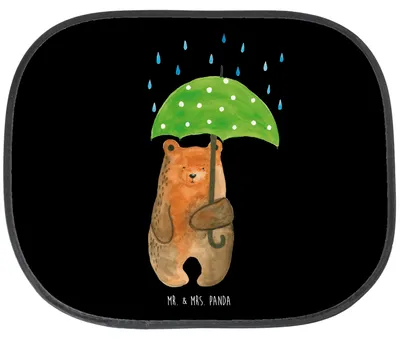 Produktbild von Mr. & Mrs. Panda Sonnenschutz Auto Bär Regenschirm - Schwarz - Geschenk, autofenster, Spruch, kfz, Freunde, Teddy, Fenster, Liebe, Autosonnenschutz, Partner, Liebeskummer