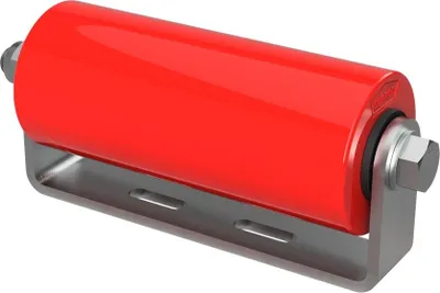 Obrázek produktu pro Polyuretanový boční váleček s držákem rohlík pomůcka pro spouštění přívěsů lodí pozinkované SUPROD, 200 mm, červená