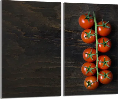 Produktbild von Herdabdeckplatten 2 teilig 30x52 Glaskeramikkochfeld Abdeckung Glas, Holz Tomaten