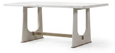 Productafbeelding van Witte, moderne, rechthoekige tafel, nieuw, voor de woonkamer of keuken, van hout, comfortabel