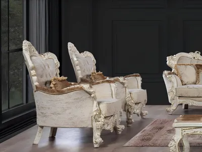 Produktbild von Ohrensessel Sessel Barock Design Polster Sofa Couch Chesterfield Textil Luxus