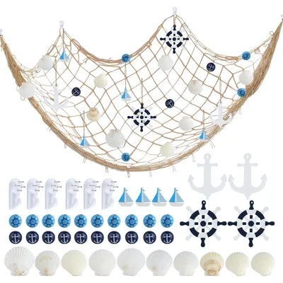 Fischernetz-Deko-Set 2x1 m, Baumwolle, maritim