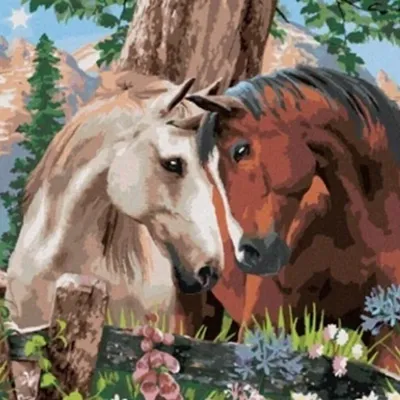 Productafbeelding van Schilderen op nummer: Verliefde paarden