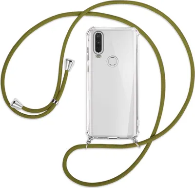 Produktbild von Handykette Backcover-Schutzhülle mit Band (Metall silberfarben) für Motorola One Action - khaki