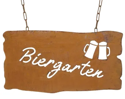 Produktbild von Gartenschild rostig Edelrost zum Hängen, Spruchtafel Deko Biergarten