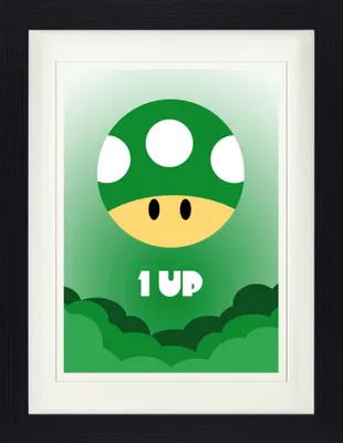 Produktbild von Gaming Gerahmtes Bild Mit Edlem Passepartout | Wand-Bilder | Im Bilderrahmen - One Up Icon (40 x 30 cm)