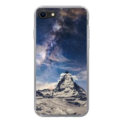 Produktbild von MuchoWow® Handyhülle Schutzhülle Hülle für iPhone 7 Berge - Sterne - Universum - Jungen - Mädchen - Kinder Silikon Softcase Handy Hülle - Kartenhalter