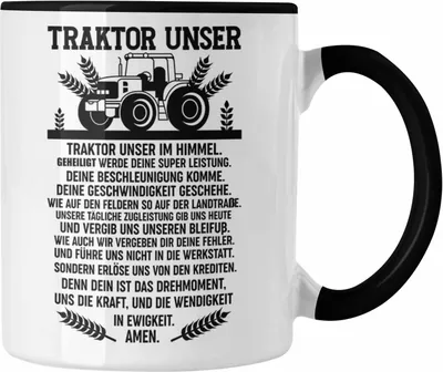 Produktbild von Trendation - Traktor Unser Tasse Geschenk Lustig Landwirt Spruch Bauer (Schwarz)