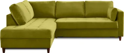 Image de Lisa Design Anna - canapé d'angle gauche - 5 places - convertible - en velours , Vert Olive
