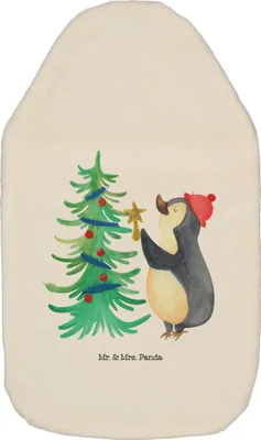 Produktbild von Mr. & Mrs. Panda Wärmflasche Pinguin Weihnachtsbaum - Weiß - Geschenk, Weihnachten, mit Bezug, Wärmekissen, Wärmeflasche, Bettflasche, Wärmflaschen, Winter