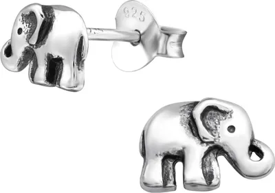 Produktbild von Kinder Ohrringe geschwärzter Elefant Ohrstecker 925 Sterling Silber