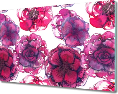 Produktbild von Glas-Herdabdeckplatte Glaskeramikkochfeld-Abdeckung Spritzschutz - 80x52 cm - Gemalte rote Blumen