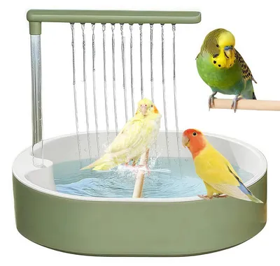 Produktbild von Vogelbad mit USB-Pumpe, Wellensittich Dusche, 5V Wasserkreislauf, spritzwassergeschützt, ABS, 31,8×25cm – für Papageien & Kanarien