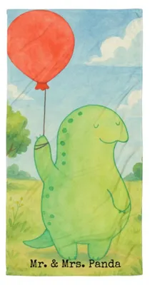 Produktbild von Mr. & Mrs. Panda Strandtuch Schildkröte Luftballon Design - Weiß - Geschenk, Motivationsspruch, Duschtuch, Badehandtuch, Motivation, Schildkröten, frottierhandtuch