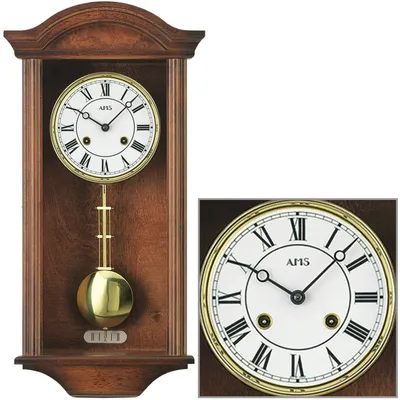 Produktbild von AMS 614/1 Regulateur Regulator mit Pendel Holz nussbaum farben Pendeluhr