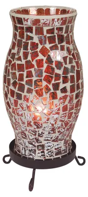 Produktbild von Tischleuchten - Mosaik-Tischleuchte, Tischlampe aus Metall und Glas in orange, 27 cm hoch, Ø 12 cm, E14-Fassung