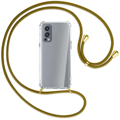 Produktbild von Handykette Backcover-Schutzhülle mit Band (Metall goldfarben) für OnePlus Nord 2 5G - khaki