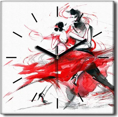 Produktbild von Coloray Uhr auf Leinwand 30x30 cm Wand Uhr Dekoration Wohnzimmer Segeltuch schwarze Hände -Tanz Tango-Paar