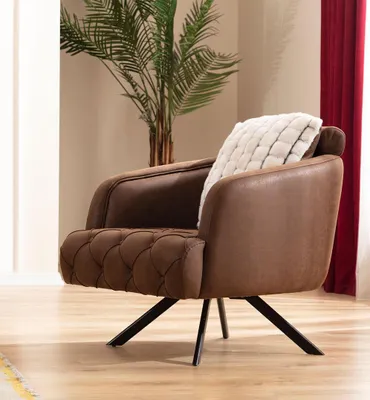 Produktbild von Sessel Ohrensessel Polster 1 Sitzer Braun Kunstleder Polstersessel