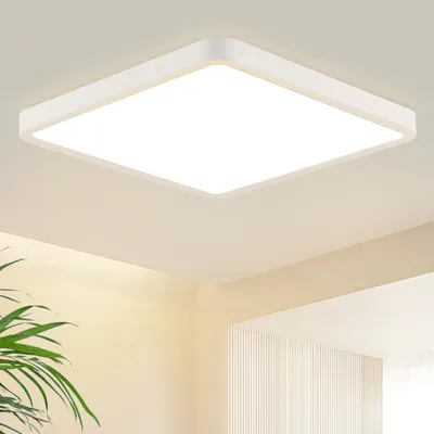 Image de ZMH Plafonnier LED Plafonnier plat Chambre à coucher 23CM Lampe de salle de bain Blanc 18W Lampe de cuisine Angulaire Chambre à coucher Lampe de couloir Plafonnier de salle de bain 3000K