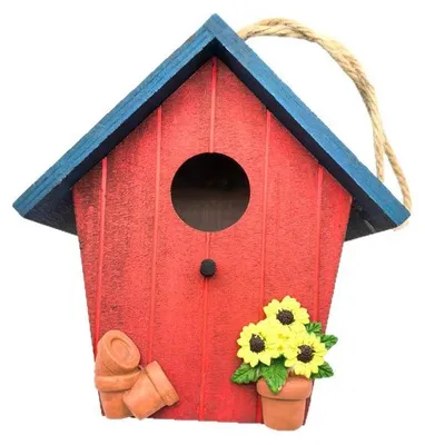 Produktbild von Deko-Vogelhaus aus Holz, bunt, Gartendekoration zum Aufhängen