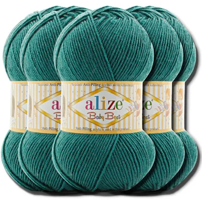 Produktbild von Alize 5x 100g Baby Best Wolle, Antipilling, Uni, Häkeln, Stricken (Plumage | 847)
